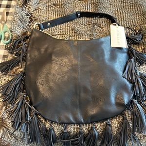 Black purse bag with tassels/ fringe